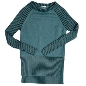 Smartwool Sweater Womens Small Green Merino Rib Split Hem Tunic Long Sleeve